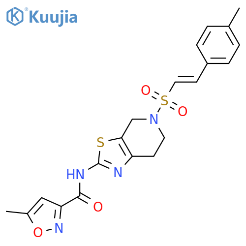 5-methyl-N-{5-[(E)-2-(4-methylphenyl)ethenesulfonyl]-4H,5H,6H,7H-[1,3]thiazolo[5,4-c]pyridin-2-yl}-1,2-oxazole-3-carboxamide structure