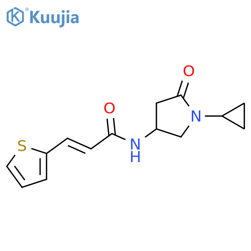 (2E)-N-(1-cyclopropyl-5-oxopyrrolidin-3-yl)-3-(thiophen-2-yl)prop-2-enamide structure