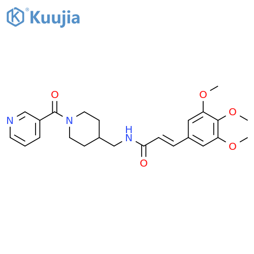 (2E)-N-{1-(pyridine-3-carbonyl)piperidin-4-ylmethyl}-3-(3,4,5-trimethoxyphenyl)prop-2-enamide structure