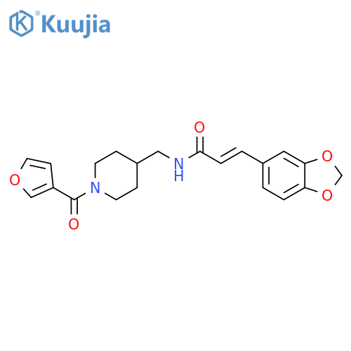 (2E)-3-(2H-1,3-benzodioxol-5-yl)-N-{1-(furan-3-carbonyl)piperidin-4-ylmethyl}prop-2-enamide structure