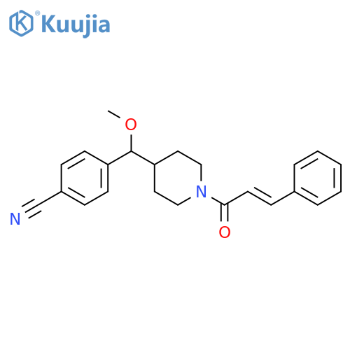 4-({1-(2E)-3-phenylprop-2-enoylpiperidin-4-yl}methoxy)methylbenzonitrile structure