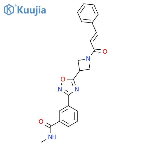 N-methyl-3-(5-{1-(2E)-3-phenylprop-2-enoylazetidin-3-yl}-1,2,4-oxadiazol-3-yl)benzamide structure