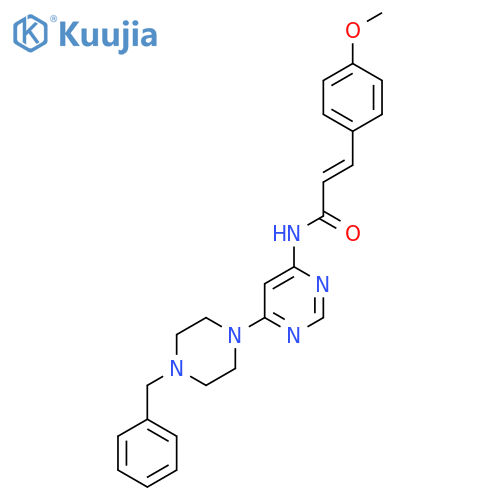 (2E)-N-6-(4-benzylpiperazin-1-yl)pyrimidin-4-yl-3-(4-methoxyphenyl)prop-2-enamide structure
