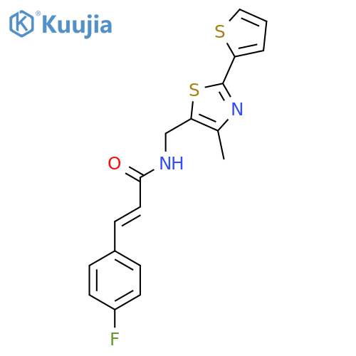 (2E)-3-(4-fluorophenyl)-N-{4-methyl-2-(thiophen-2-yl)-1,3-thiazol-5-ylmethyl}prop-2-enamide structure