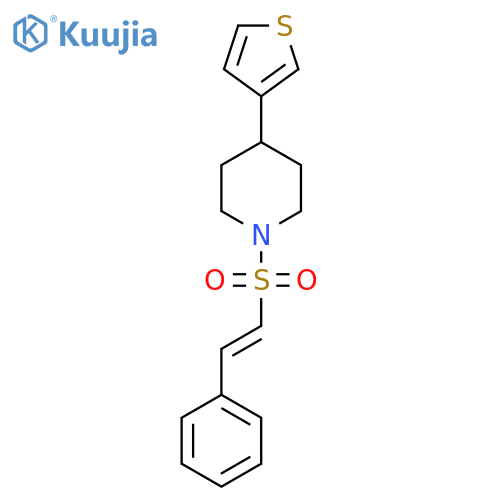 1-(E)-2-phenylethenesulfonyl-4-(thiophen-3-yl)piperidine structure