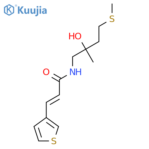 (2E)-N-[2-hydroxy-2-methyl-4-(methylsulfanyl)butyl]-3-(thiophen-3-yl)prop-2-enamide structure