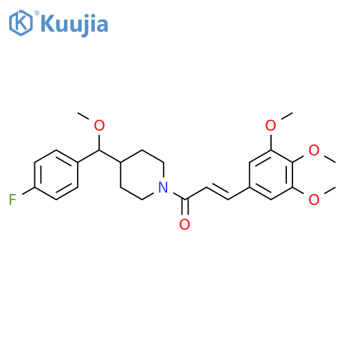 (2E)-1-(4-{(4-fluorophenyl)methoxymethyl}piperidin-1-yl)-3-(3,4,5-trimethoxyphenyl)prop-2-en-1-one structure