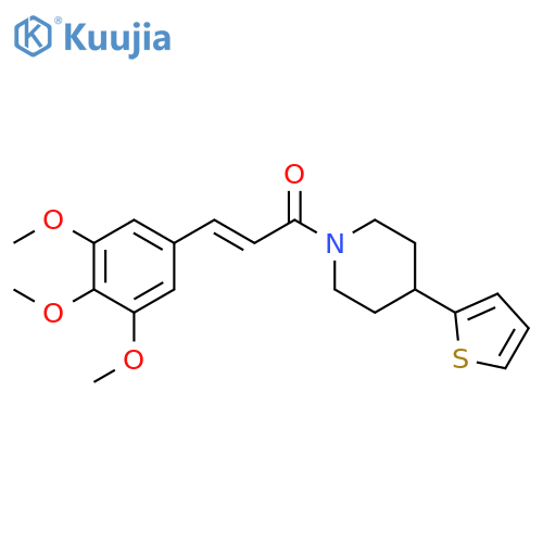 (2E)-1-4-(thiophen-2-yl)piperidin-1-yl-3-(3,4,5-trimethoxyphenyl)prop-2-en-1-one structure