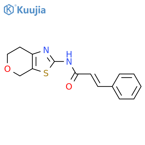 (2E)-3-phenyl-N-{4H,6H,7H-pyrano[4,3-d][1,3]thiazol-2-yl}prop-2-enamide structure