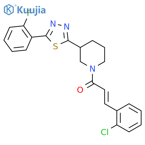 (2E)-3-(2-chlorophenyl)-1-{3-5-(2-fluorophenyl)-1,3,4-thiadiazol-2-ylpiperidin-1-yl}prop-2-en-1-one structure