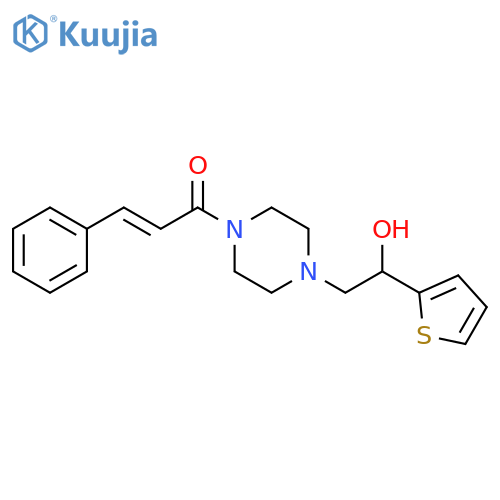 (2E)-1-{4-2-hydroxy-2-(thiophen-2-yl)ethylpiperazin-1-yl}-3-phenylprop-2-en-1-one structure