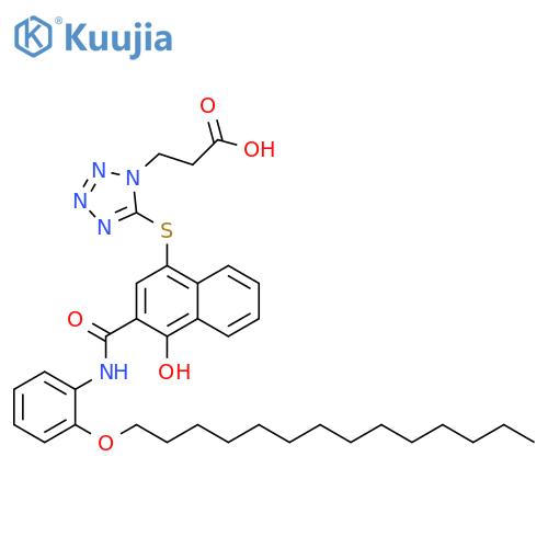 1H-Tetrazole-1-propanoic acid,5-[[4-hydroxy-3-[[[2-(tetradecyloxy)phenyl]amino]carbonyl]-1-naphthalenyl]thio]- structure