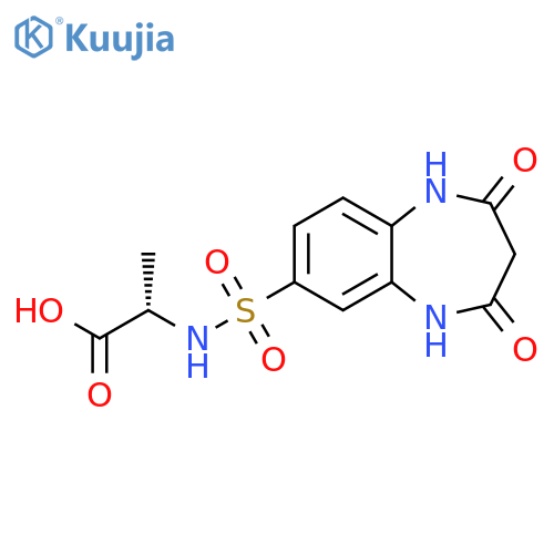 2-(2,4-dioxo-2,3,4,5-tetrahydro-1H-1,5-benzodiazepine-7-sulfonamido)propanoic acid structure