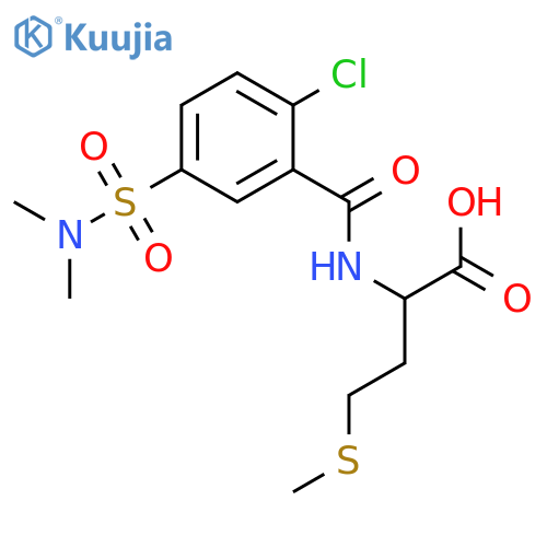 2-{2-chloro-5-(dimethylsulfamoyl)phenylformamido}-4-(methylsulfanyl)butanoic acid structure