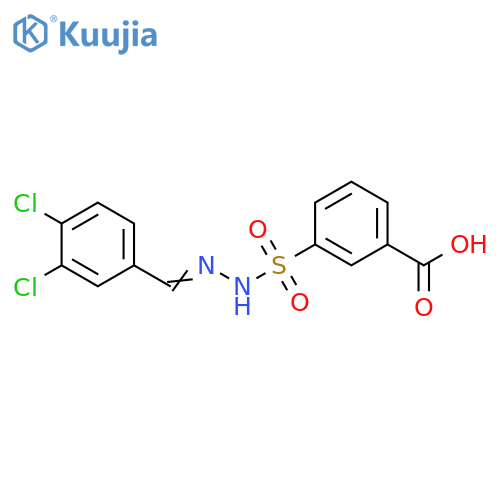 Benzoic acid, 3-[[[(3,4-dichlorophenyl)methylene]hydrazino]sulfonyl]- structure