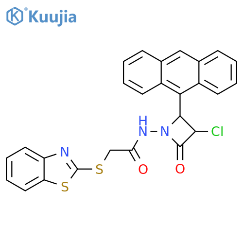 Acetamide,N-[2-(9-anthracenyl)-3-chloro-4-oxo-1-azetidinyl]-2-(2-benzothiazolylthio)- structure