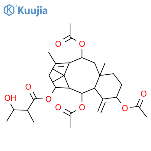 Butanoic acid,3-hydroxy-2-methyl-,(3S,4aS,5S,6S,7S,11S,12aS)-3,5,11-tris(acetyloxy)-1,2,3,4,4a,5,6,7,8,11,12,12a-dodecahydro-9,12a,13,13-tetramethyl-4-methylene-6,10-methanobenzocyclodecen-7-ylester, (2R,3S)- structure