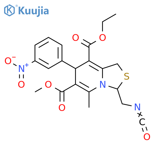 3H-Thiazolo[3,4-a]pyridine-6,8-dicarboxylic acid, 1,7-dihydro-3-(isocyanatomethyl)-5-methyl-7-(3-nitrophenyl)-, 8-ethyl 6-methyl ester structure