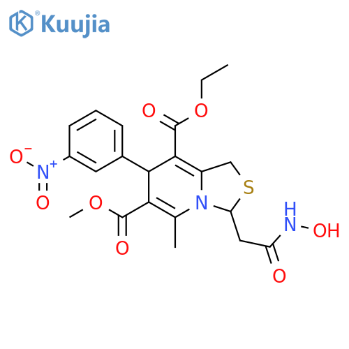 3H-Thiazolo[3,4-a]pyridine-6,8-dicarboxylic acid,1,7-dihydro-3-[2-(hydroxyamino)-2-oxoethyl]-5-methyl-7-(3-nitrophenyl)-,8-ethyl 6-methyl ester structure