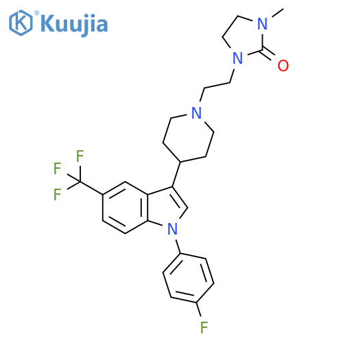 2-Imidazolidinone,1-[2-[4-[1-(4-fluorophenyl)-5-(trifluoromethyl)-1H-indol-3-yl]-1-piperidinyl]ethyl]-3-methyl- structure