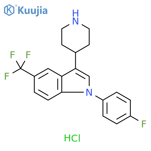 1H-Indole, 1-(4-fluorophenyl)-3-(4-piperidinyl)-5-(trifluoromethyl)-, hydrochloride (1:1) structure