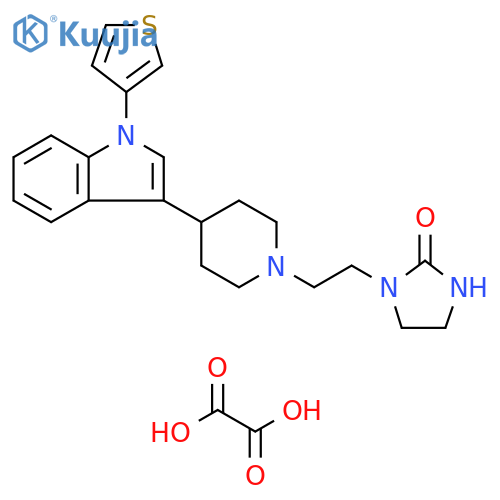 2-Imidazolidinone, 1-[2-[4-[1-(3-thienyl)-1H-indol-3-yl]-1-piperidinyl]ethyl]-, ethanedioate (1:1) structure
