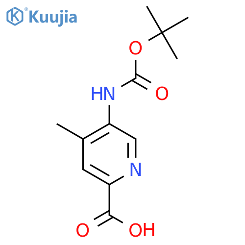 5-{(tert-butoxy)carbonylamino}-4-methylpyridine-2-carboxylic acid structure