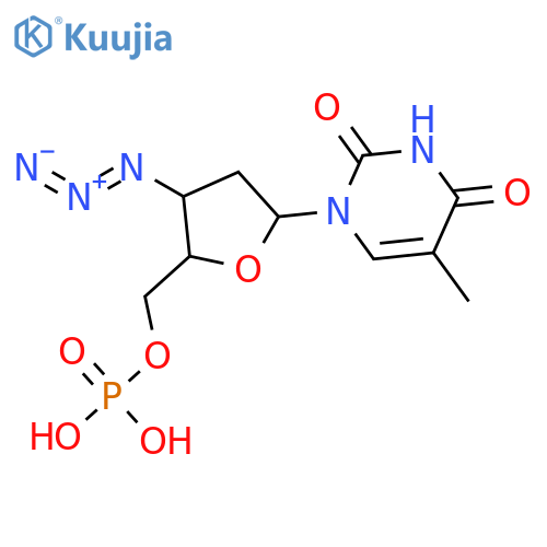 3'-azido-3'-deoxythymidine 5'-(dihydrogen phosphate) structure
