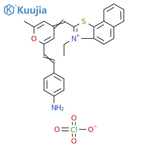 Naphtho[2,1-d]thiazolium, 2-[[2-[2-(4-aminophenyl)ethenyl]-6-methyl-4H-pyran-4-ylidene]methyl]-3-ethyl-, perchlorate (1:1) structure
