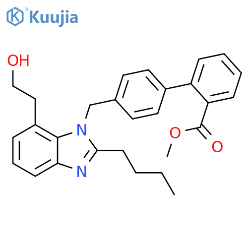 [1,1'-Biphenyl]-2-carboxylic acid, 4'-[[2-butyl-7-(2-hydroxyethyl)-1H-benzimidazol-1-yl]methyl]-, methyl ester structure