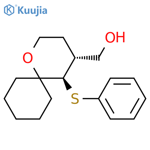 1-Oxaspiro[5.5]undecane-4-methanol, 5-(phenylthio)-, trans- structure