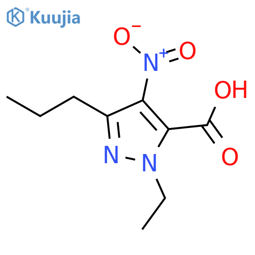 1-Ethyl-4-nitro-3-propyl-1H-pyrazole-5-carboxylic acid structure