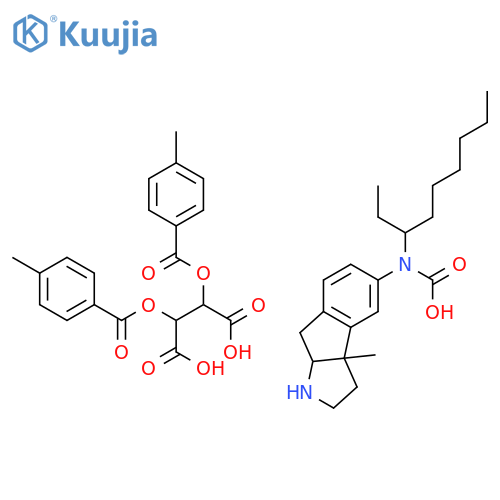 (2R,3R)-2,3-bis{[(4-methylphenyl)carbonyl]oxy}butanedioic acid - (1-ethylheptyl)[(3aS,8aR)-3a-methyl-1,2,3,3a,8,8a-hexahydroindeno[2,1-b]pyrrol-5-yl]carbamic acid (1:1) structure