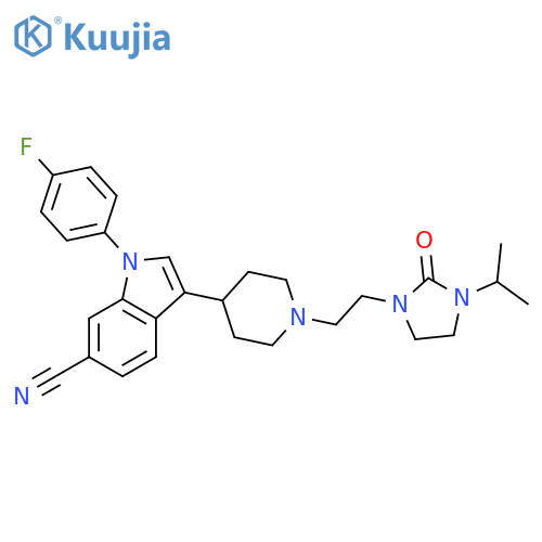 1H-Indole-6-carbonitrile,1-(4-fluorophenyl)-3-[1-[2-[3-(1-methylethyl)-2-oxo-1-imidazolidinyl]ethyl]-4-piperidinyl]- structure