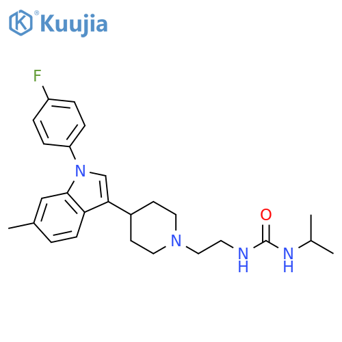 Urea,N-[2-[4-[1-(4-fluorophenyl)-6-methyl-1H-indol-3-yl]-1-piperidinyl]ethyl]-N'-(1-methylethyl)- structure