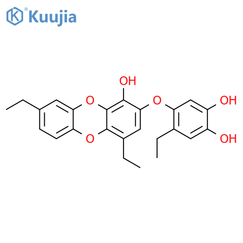 1,2-Benzenediol, 4-[(4,8-diethyl-1-hydroxydibenzo[b,e][1,4]dioxin-2-yl)oxy]-5-ethyl- structure
