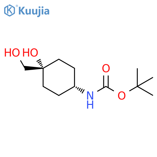 Carbamic acid, N-[trans-4-hydroxy-4-(hydroxymethyl)cyclohexyl]-, 1,1-dimethylethyl ester structure