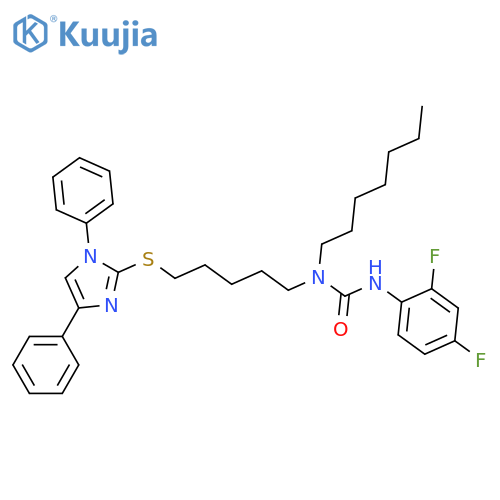 Urea,N'-(2,4-difluorophenyl)-N-[5-[(1,4-diphenyl-1H-imidazol-2-yl)thio]pentyl]-N-heptyl- structure