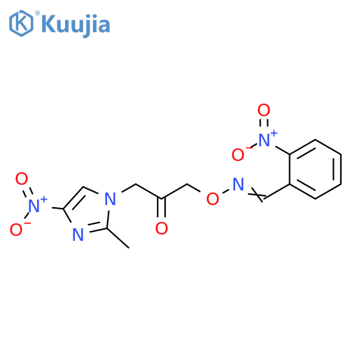Benzaldehyde, 2-nitro-, O-[3-(2-methyl-4-nitro-1H-imidazol-1-yl)-2-oxopropyl]oxime structure