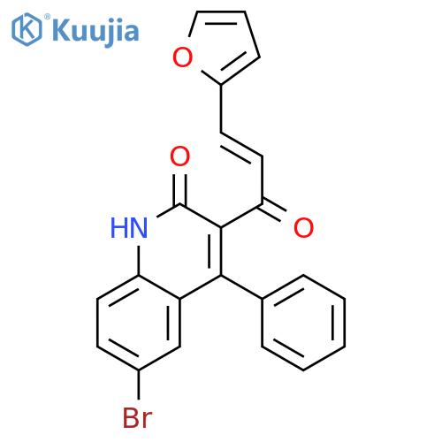 (2E)-1-(6-bromo-2-hydroxy-4-phenylquinolin-3-yl)-3-(furan-2-yl)prop-2-en-1-one structure