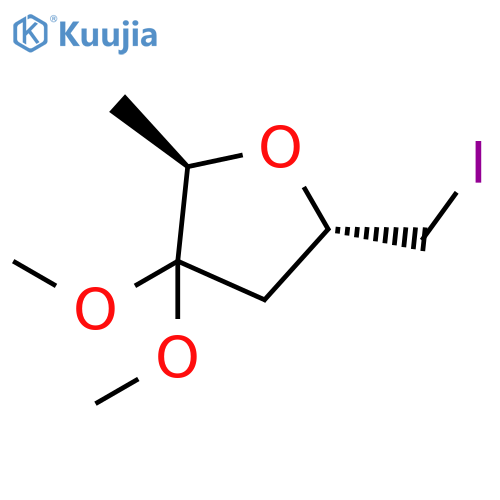 Furan, tetrahydro-5-(iodomethyl)-3,3-dimethoxy-2-methyl-, (2R-trans)- structure