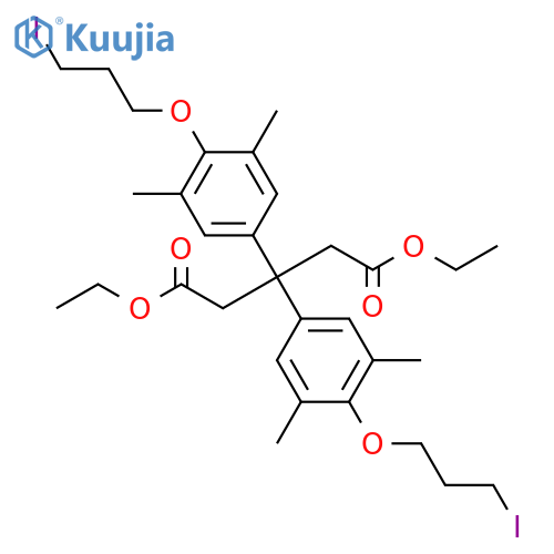Pentanedioic acid, 3,3-bis[4-(3-iodopropoxy)-3,5-dimethylphenyl]-, diethyl ester (9CI) structure