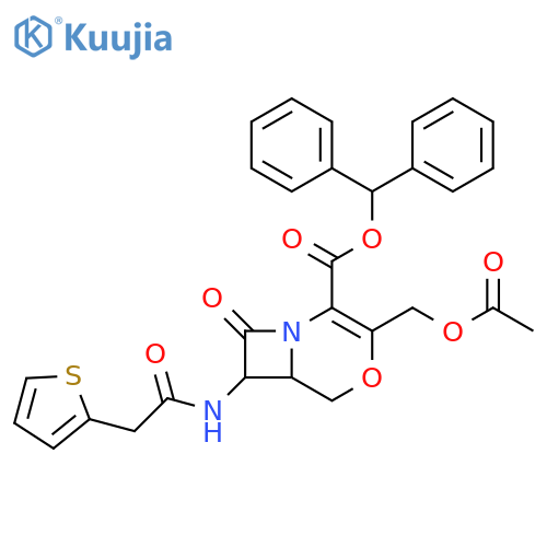 4-Oxa-1-azabicyclo[4.2.0]oct-2-ene-2-carboxylic acid,3-[(acetyloxy)methyl]-8-oxo-7-[(2-thienylacetyl)amino]-, diphenylmethylester structure