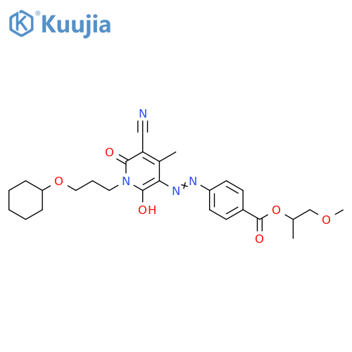 Benzoic acid,4-[[5-cyano-1-[3-(cyclohexyloxy)propyl]-1,6-dihydro-2-hydroxy-4-methyl-6-oxo-3-pyridinyl]azo]-, 2-methoxy-1-methylethyl ester structure