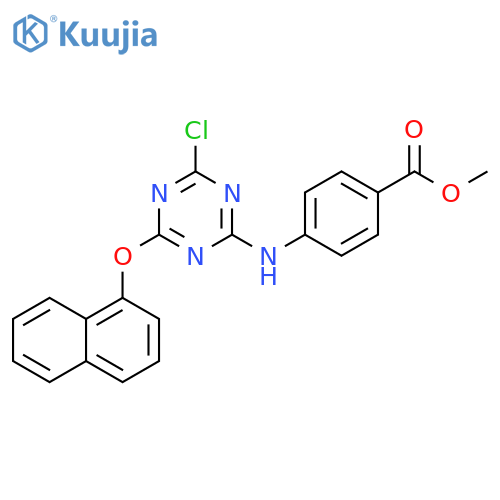 Benzoic acid, 4-[[4-chloro-6-(1-naphthalenyloxy)-1,3,5-triazin-2-yl]amino]-, methyl ester structure