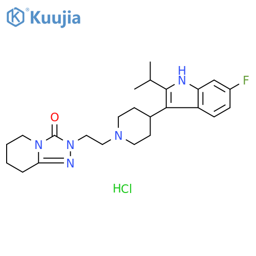 1,2,4-Triazolo[4,3-a]pyridin-3(2H)-one,2-[2-[4-[6-fluoro-2-(1-methylethyl)-1H-indol-3-yl]-1-piperidinyl]ethyl]-5,6,7,8-tetrahydro-, monohydrochloride structure