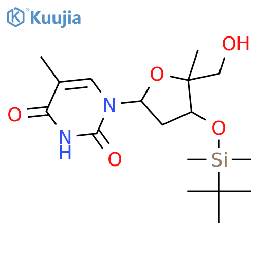 Thymidine,5'-deoxy-3'-O-[(1,1-dimethylethyl)dimethylsilyl]-4'-(hydroxymethyl)- structure
