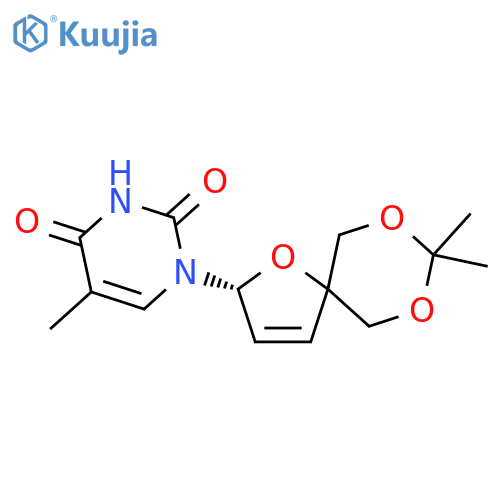 2,4(1H,3H)-Pyrimidinedione, 1-(8,8-dimethyl-1,7,9-trioxaspiro[4.5]dec-3-en-2-yl)-5-methyl-, (R)- (9CI) structure