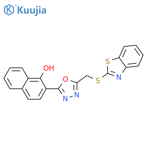 1-Naphthalenol, 2-[5-[(2-benzothiazolylthio)methyl]-1,3,4-oxadiazol-2-yl]- structure