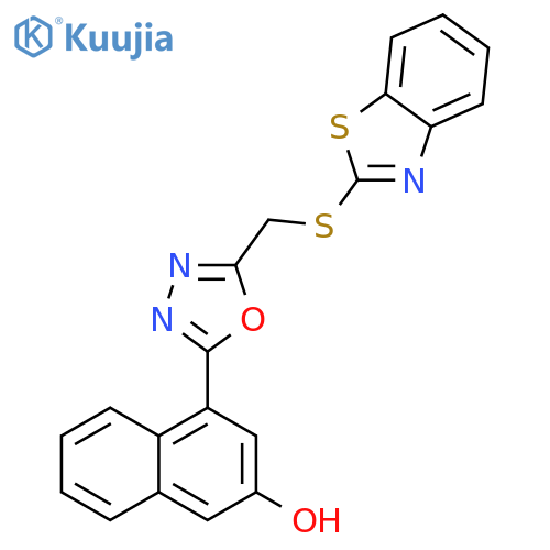 2-Naphthalenol, 4-[5-[(2-benzothiazolylthio)methyl]-1,3,4-oxadiazol-2-yl]- structure